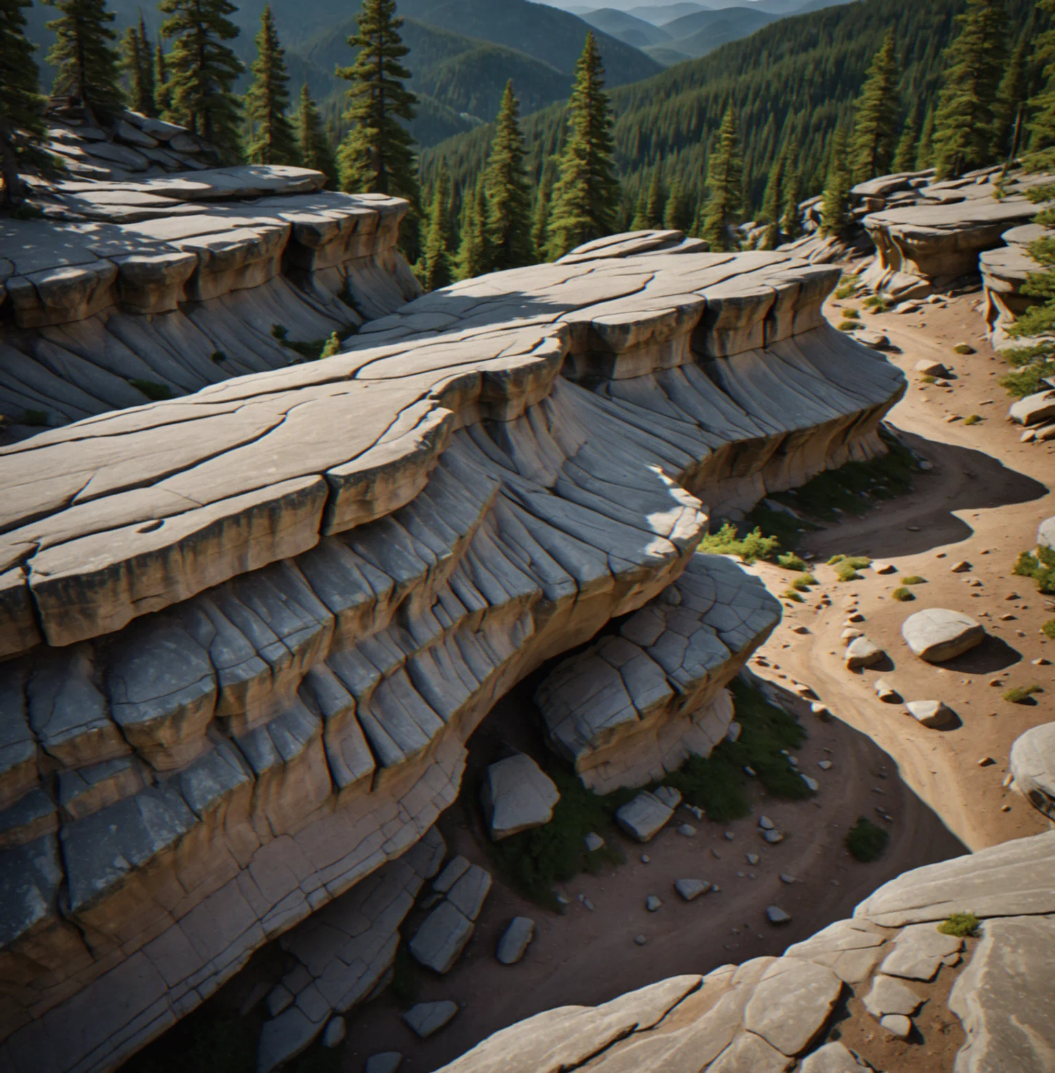 Rock formations carved by wind into shapes that look almost sculpted. Shadows across the surface show the texture and hint at how old everything is. Nothing but the rocks themselves.